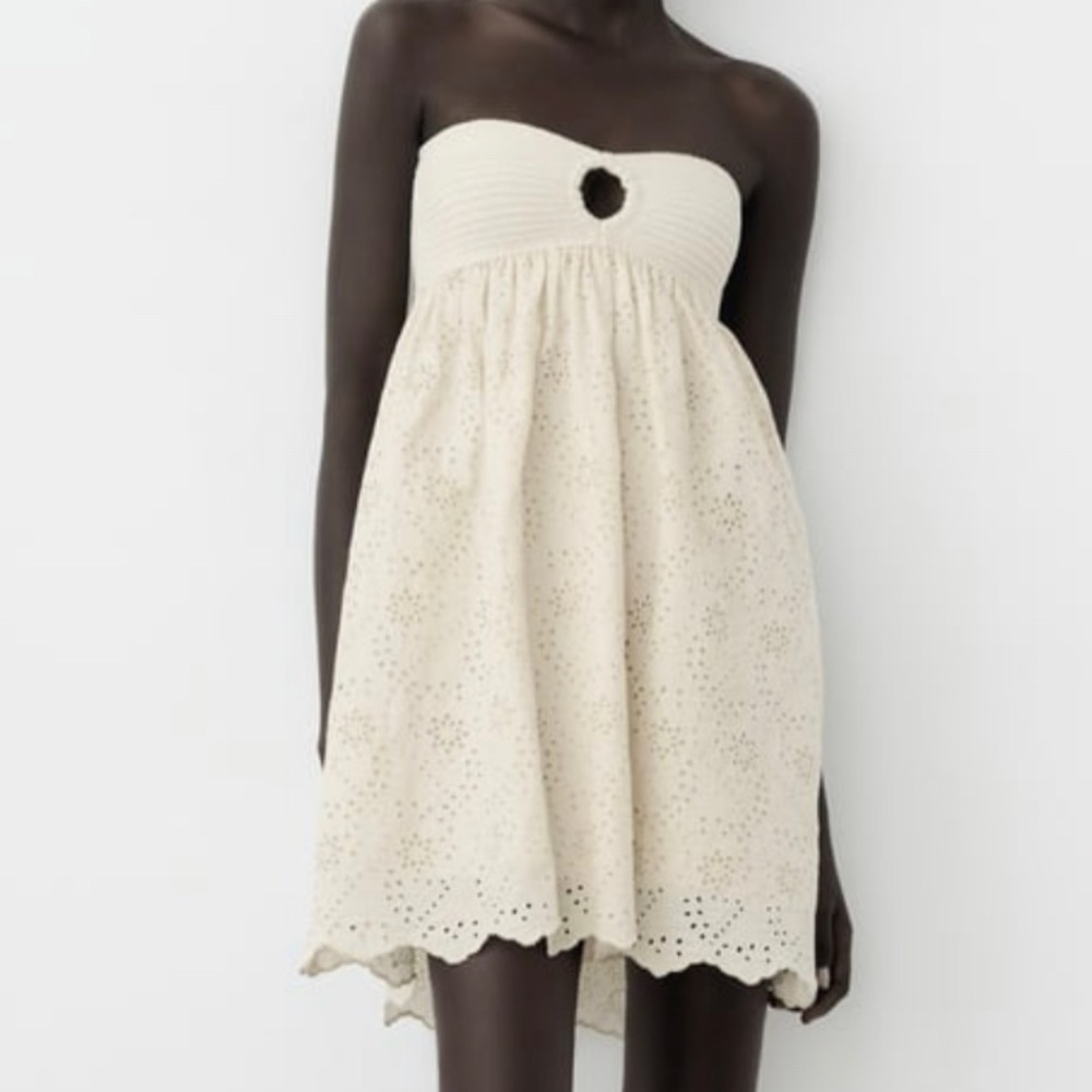 Zara strapless knit dress with combined embroidery